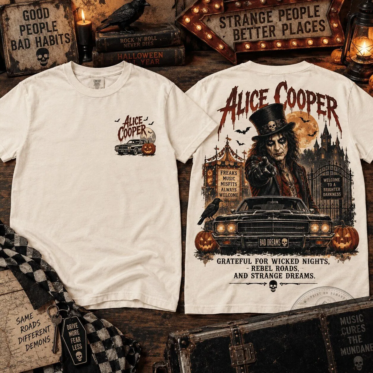 Alice Cooper Wicked Halloween Rock Band Graphic T-Shirt