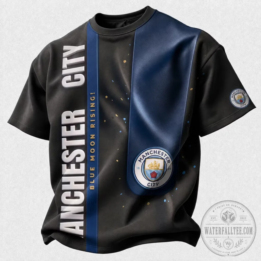 Manchester City Football Club Blue Moon Rising Graphic T-Shirt Manchester City Football Club Blue Moon Rising Graphic T-Shirt
