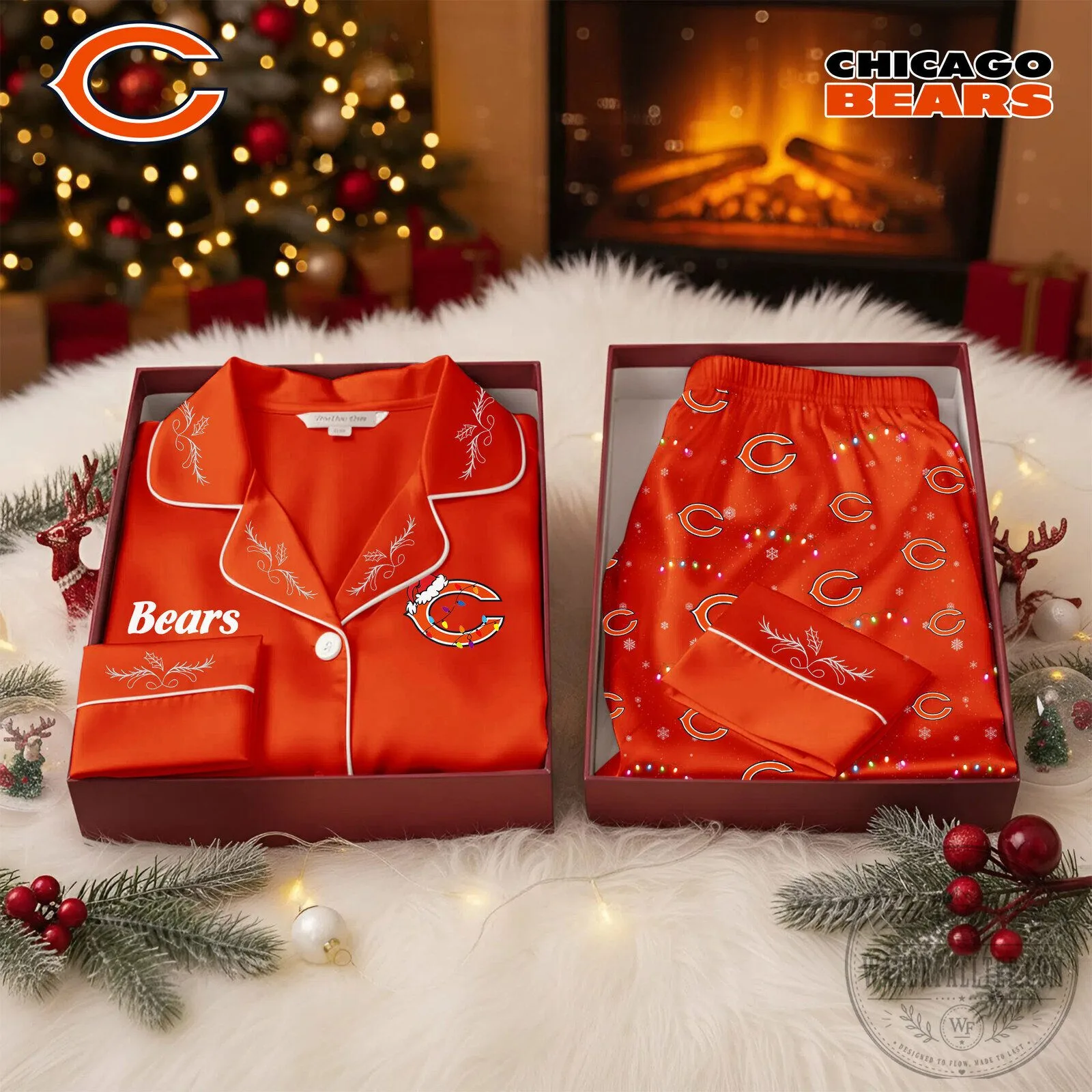 Chicago Bears NFL Christmas Cozy Pajamas Set for Women