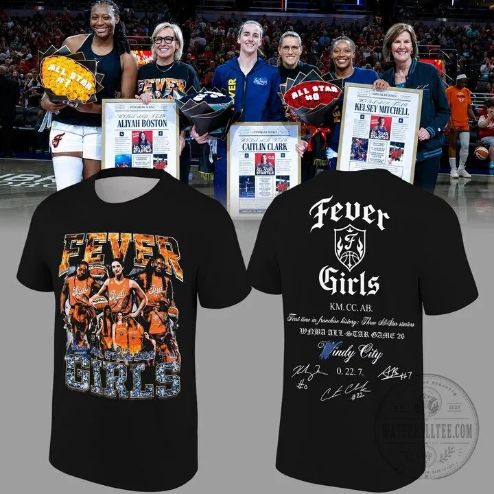 Indiana Fever Caitlin Clark 26 Black T-Shirt for Girls - All-Star Game Edition