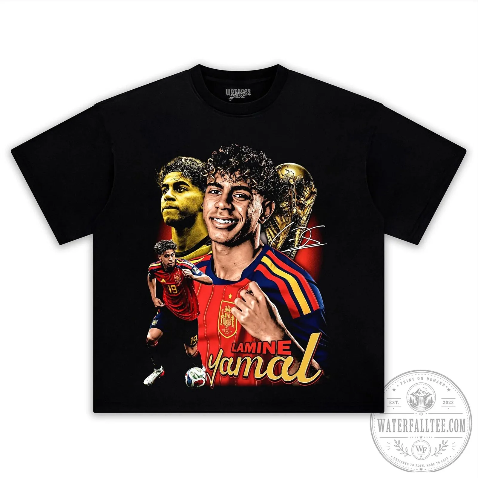Lamine Yamal Football Player Graphic Design Vintage Style Black T-Shirt