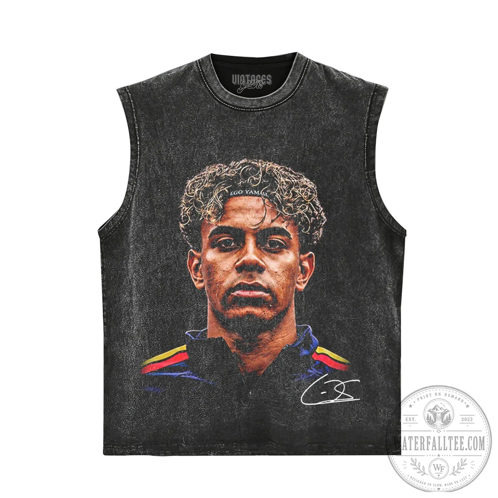 Black T-Shirt featuring Lamine Yamal Portrait of a Football Player 13 Black T-Shirt featuring Lamine Yamal Portrait of a Football Player