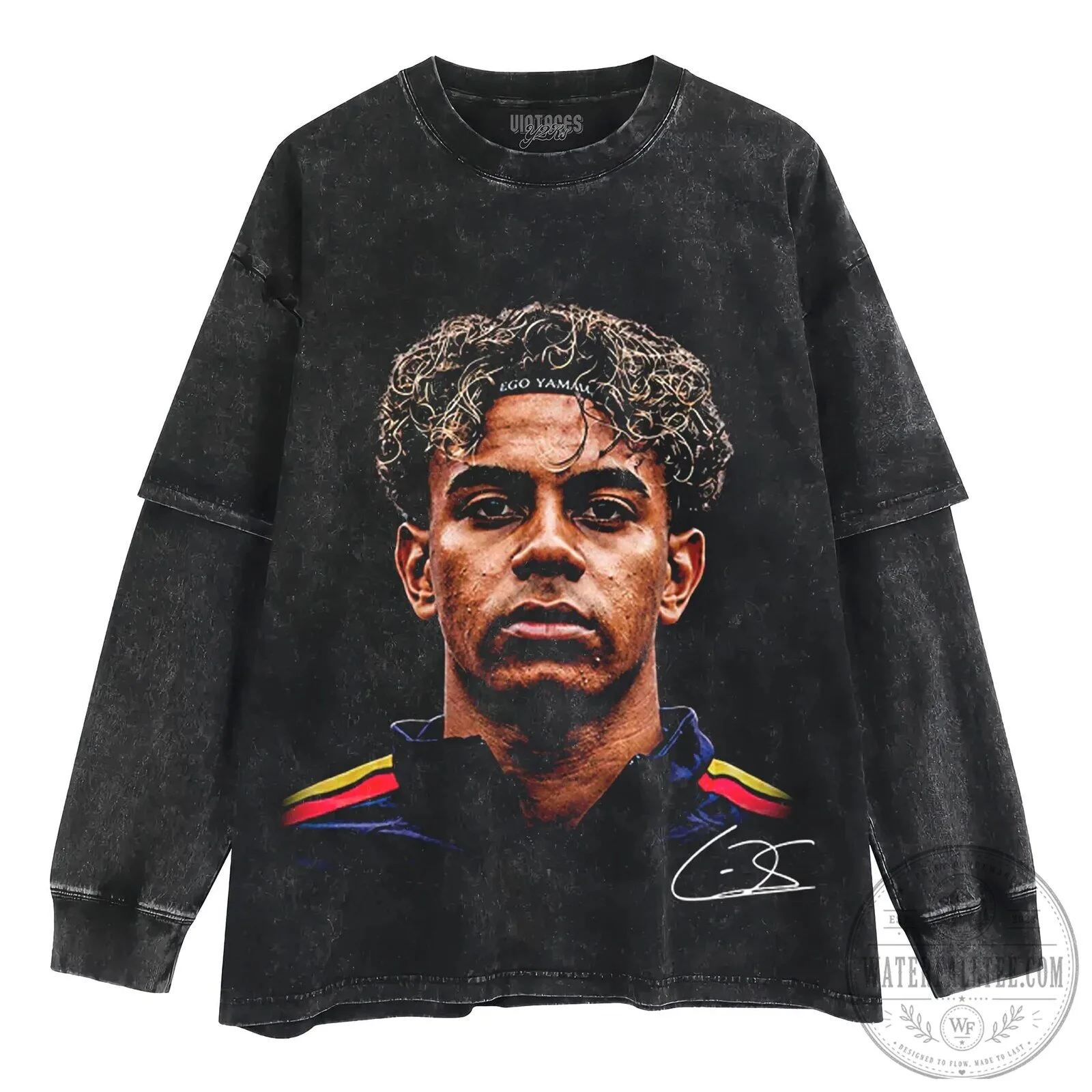 Black T-Shirt featuring Lamine Yamal Portrait of a Football Player 14 Black T-Shirt featuring Lamine Yamal Portrait of a Football Player