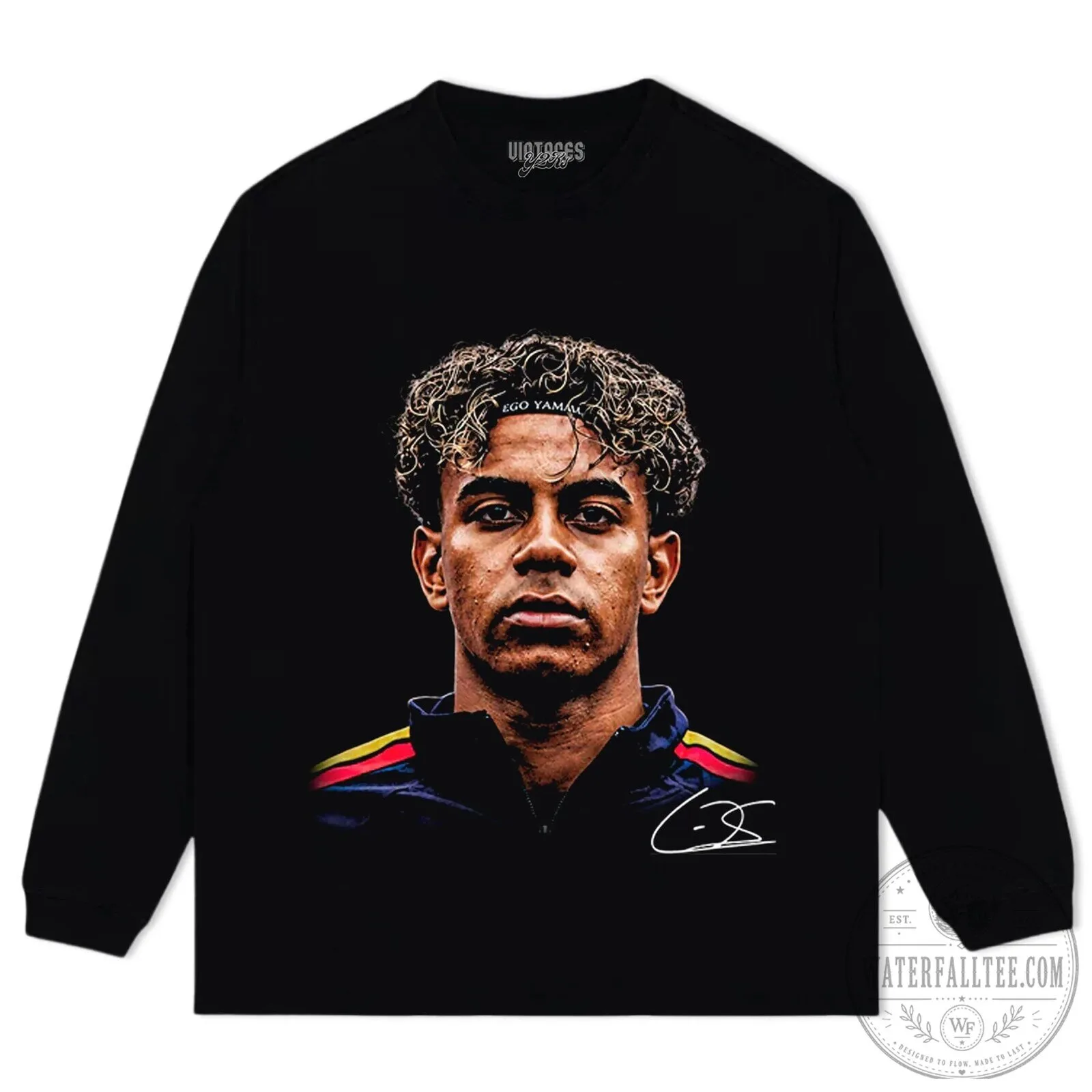 Black T-Shirt featuring Lamine Yamal Portrait of a Football Player 15 Black T-Shirt featuring Lamine Yamal Portrait of a Football Player