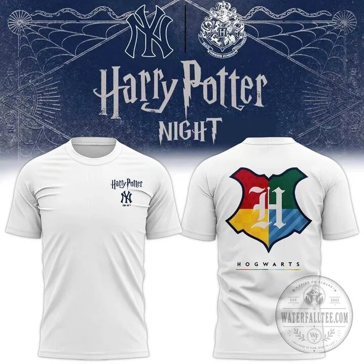 Harry Potter Hogwarts House Crest New York Yankees White T-Shirt 7 Harry Potter Hogwarts House Crest New York Yankees White T-Shirt