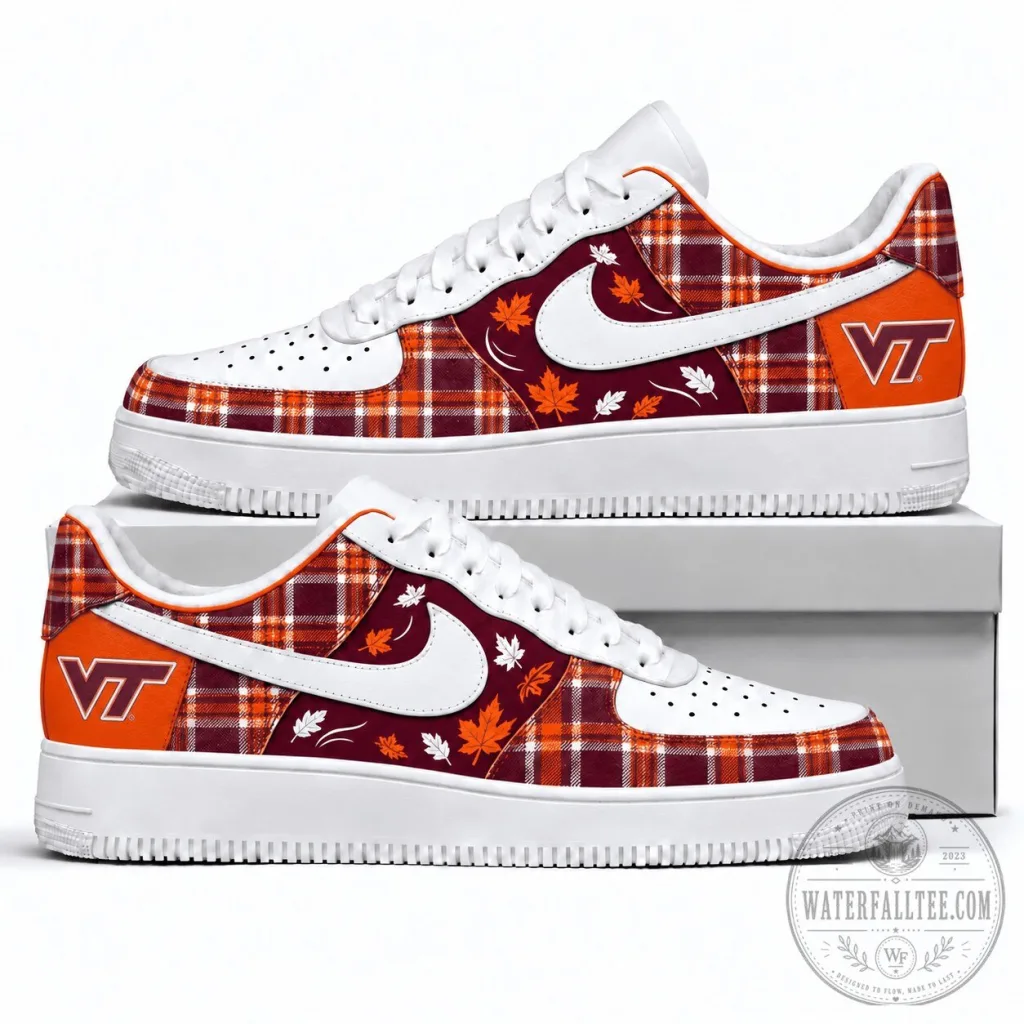 Virginia Tech Hokies Autumn Plaid Custom Print Casual Shoes Virginia Tech Hokies Autumn Plaid Custom Print Casual Shoes
