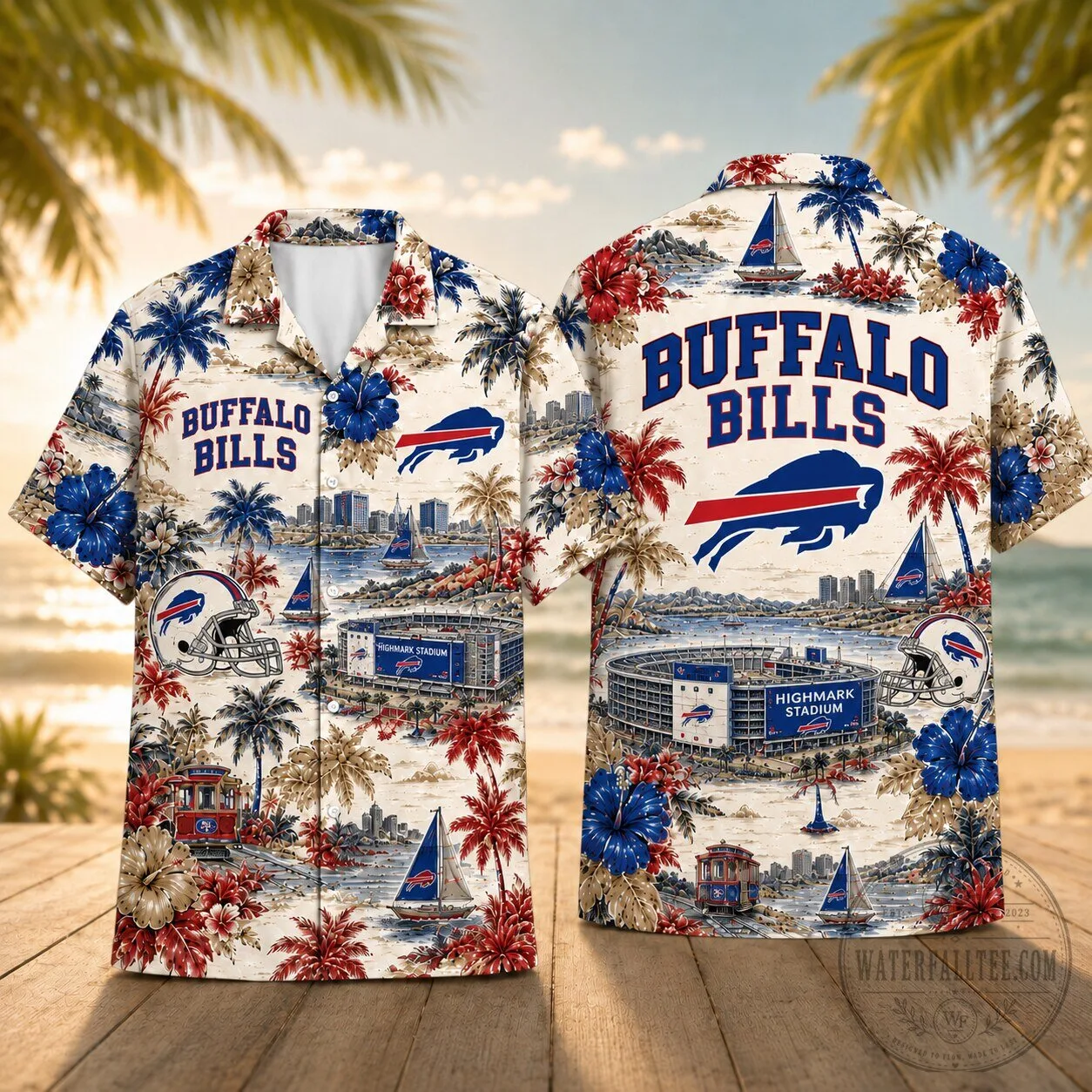 Buffalo Bills Hawaiian Shirt, Personalized Football Team Tropical Beach Aloha Shirt