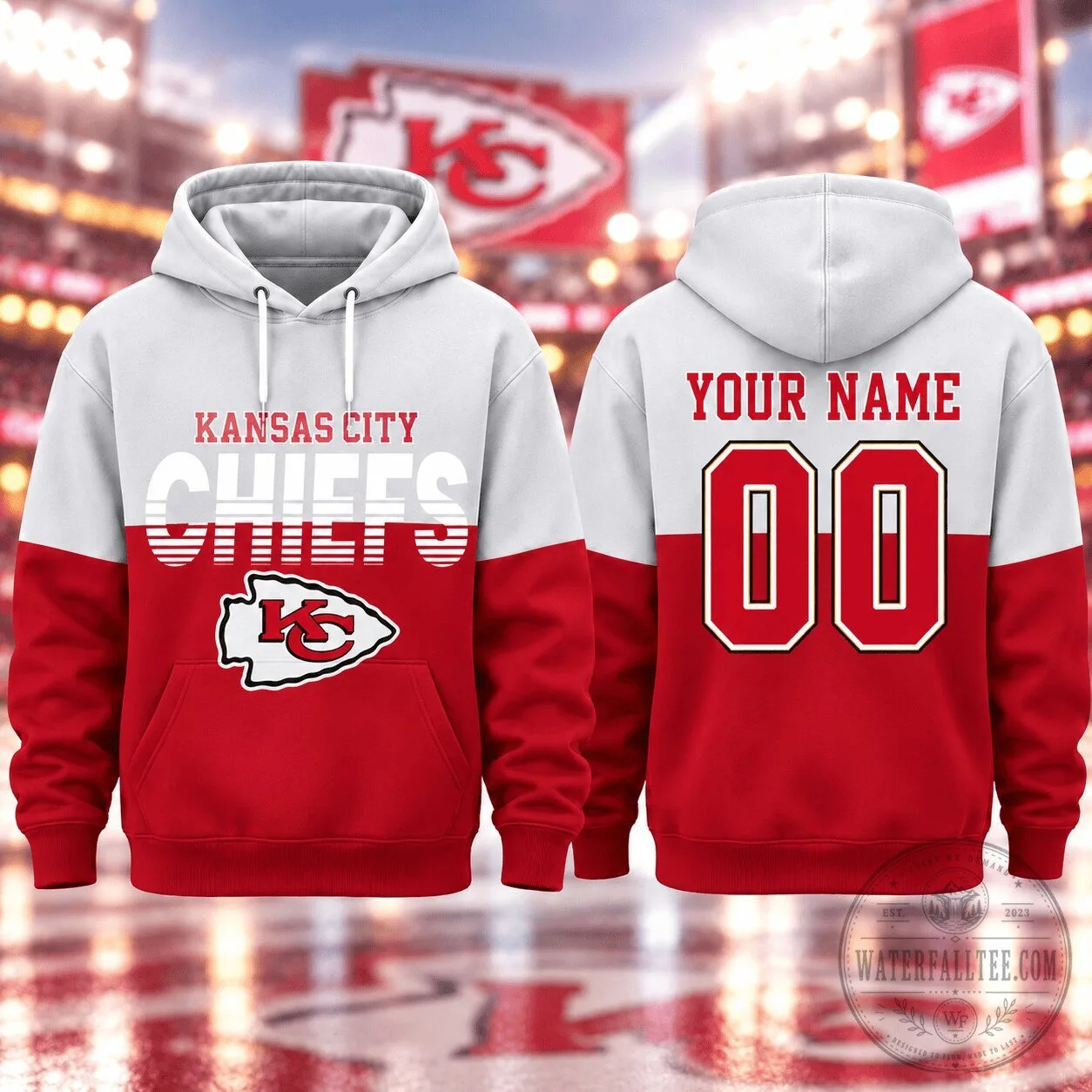 Kansas City Chiefs Custom Name And Number Red And White Hoodie