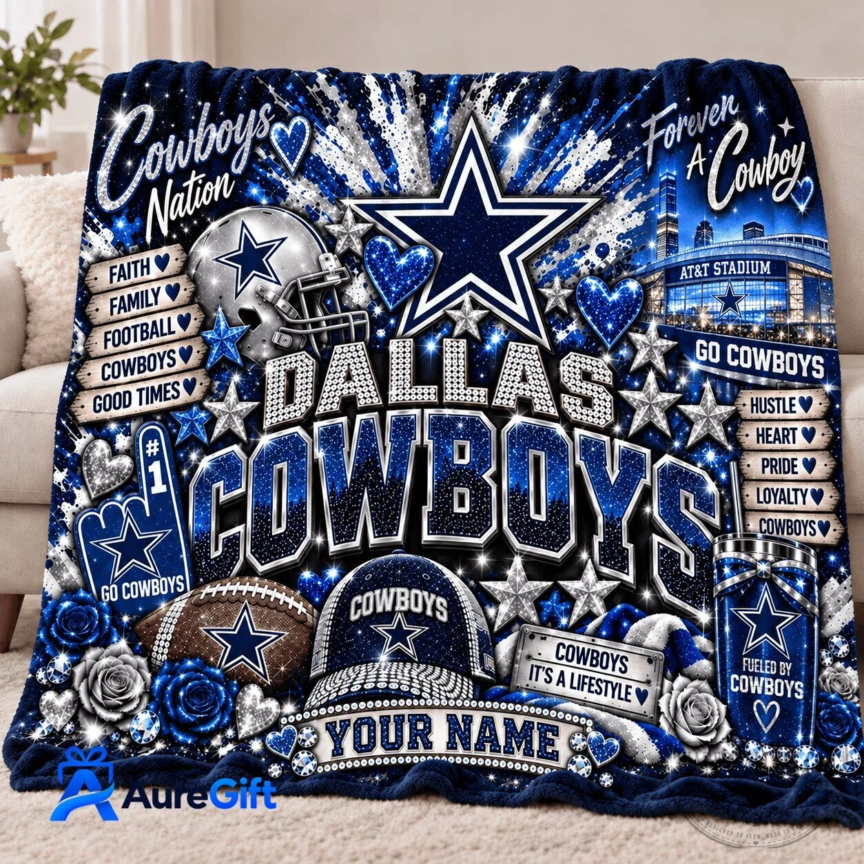 Dallas Cowboys Football Team Personalized Fleece Blanket 1 Dallas Cowboys Football Team Personalized Fleece Blanket