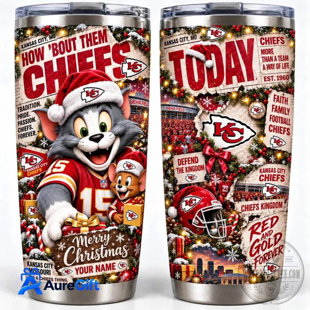 Kansas City Chiefs Tom and Jerry Christmas Kickoff Personalized Tumbler Kansas City Chiefs Tom and Jerry Christmas Kickoff Personalized Tumbler