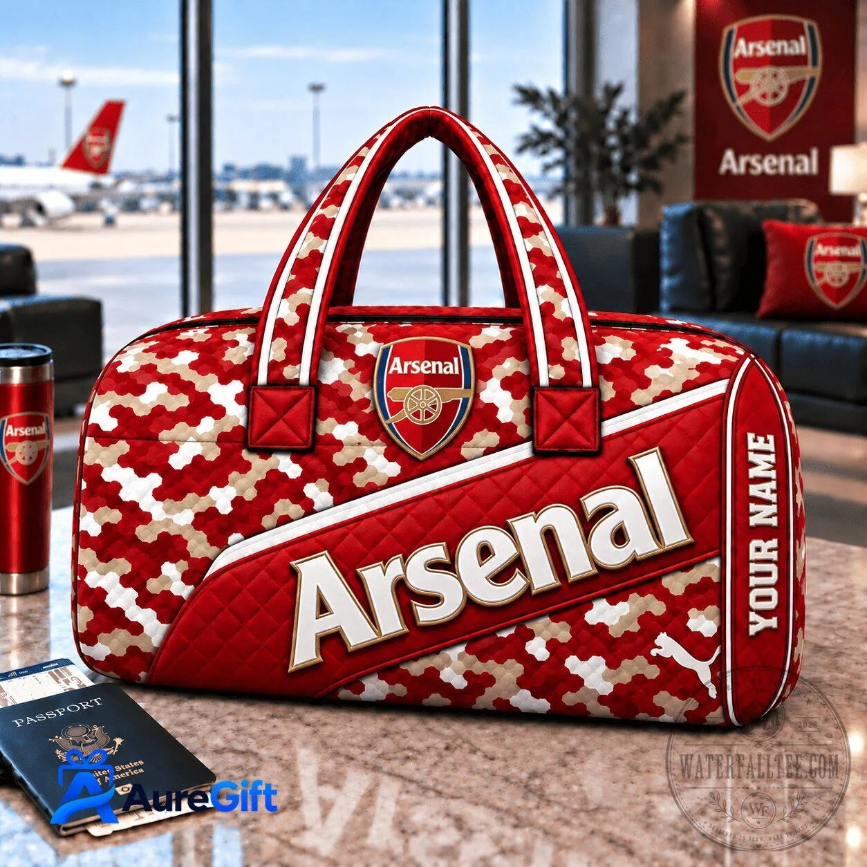 Arsenal Football Club Personalized Quilted Camouflage Pattern Duffel Bag