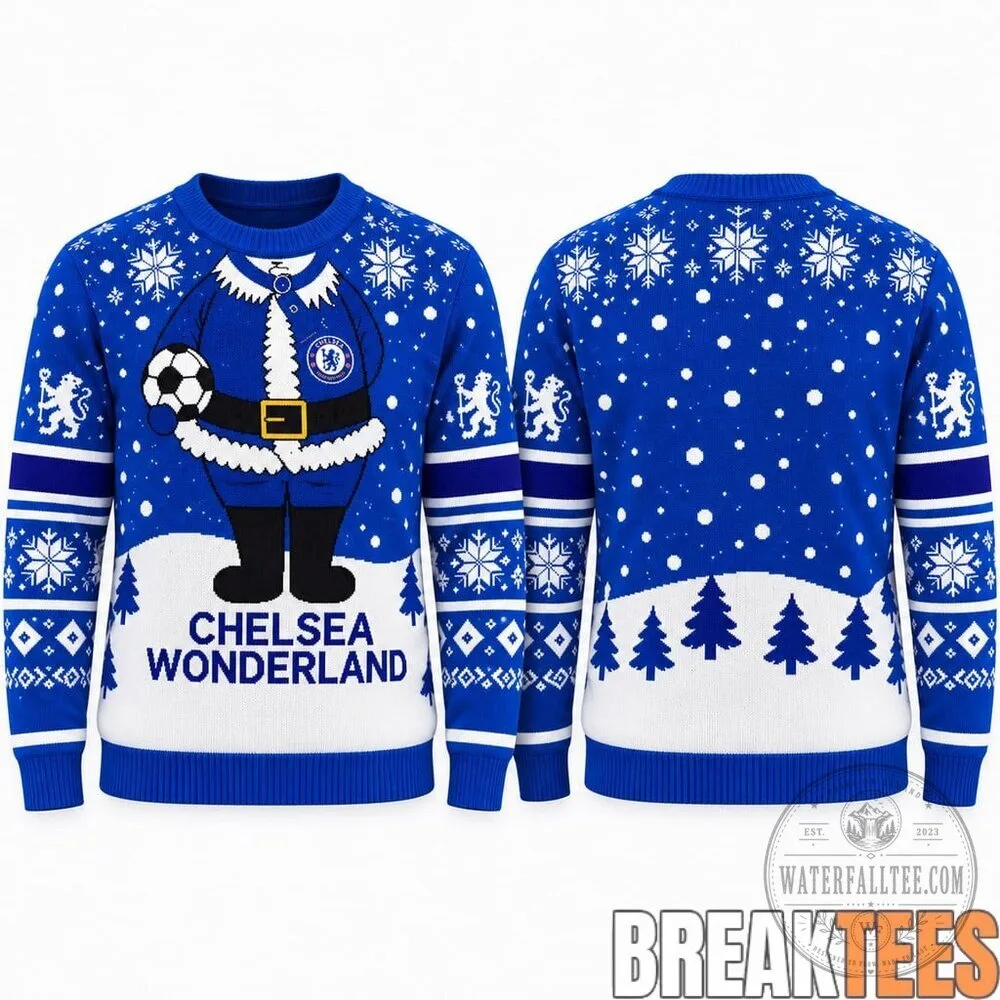 Chelsea Football Club Wonderland Christmas Holiday Sweater 2 Chelsea Football Club Wonderland Christmas Holiday Sweater