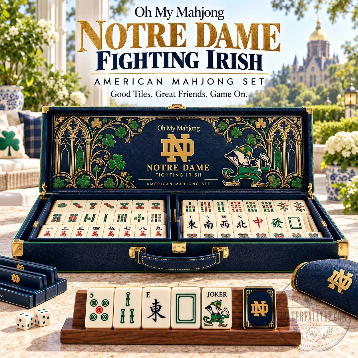 Notre Dame Fighting Irish American Mahjong Set with Case and Tiles