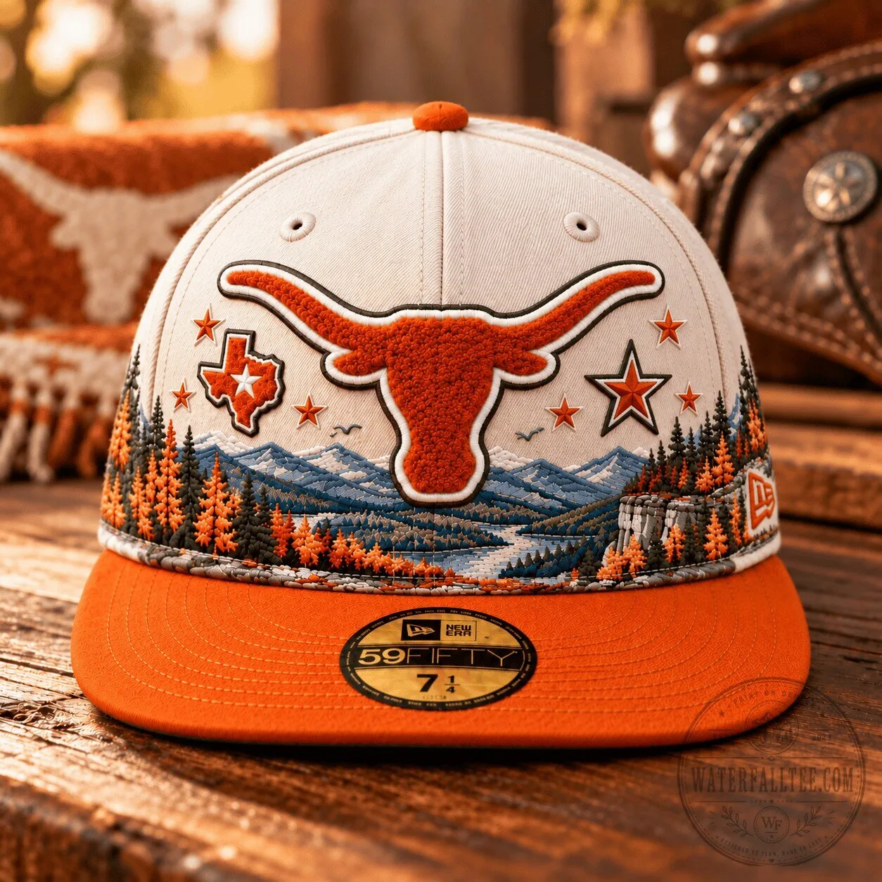 Texas Longhorns Embroidered Mountain Landscape Baseball Cap Hat 2 Texas Longhorns Embroidered Mountain Landscape Baseball Cap Hat