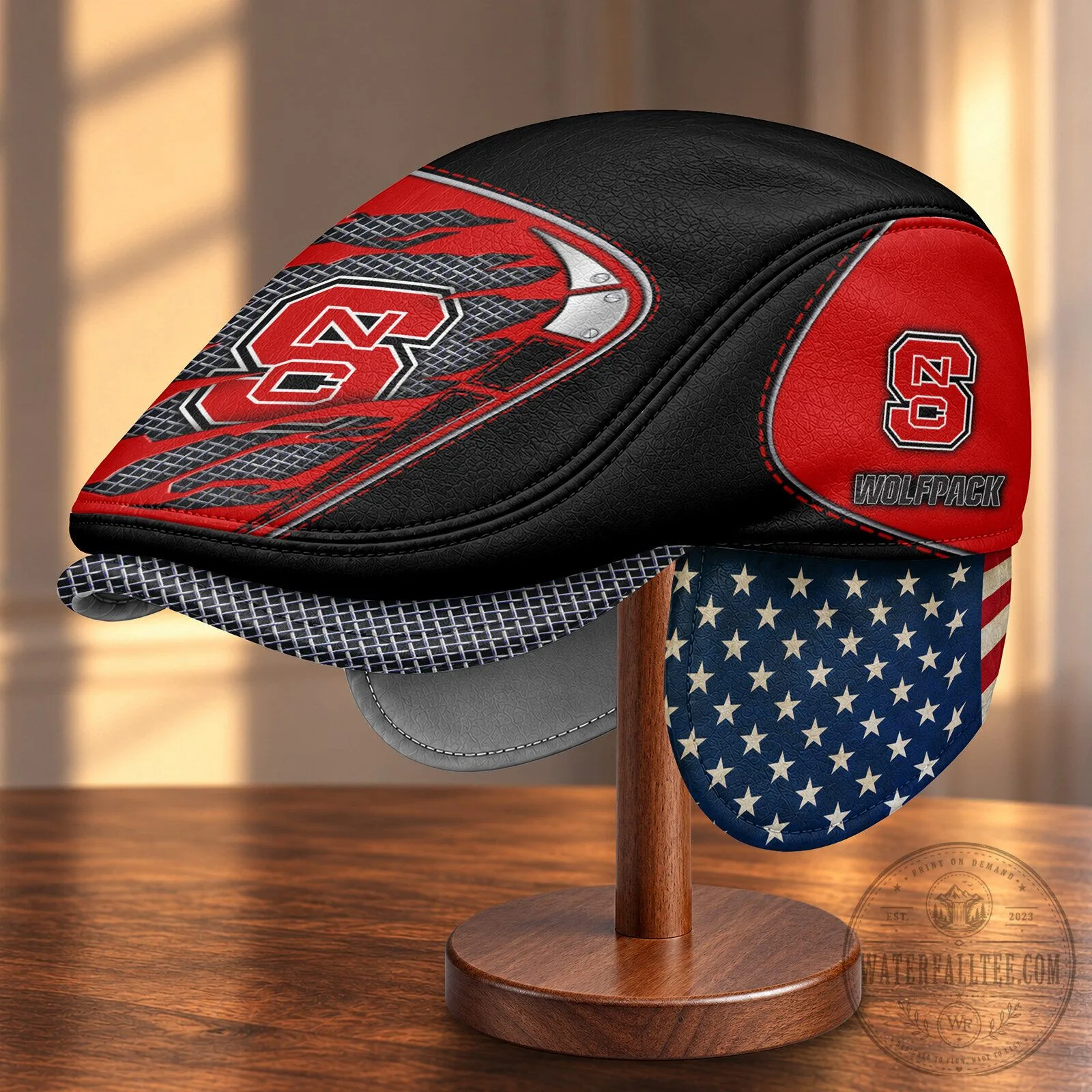 North Carolina State Wolfpack NCAA Flat Cap with Foldable Ear Flaps 1 North Carolina State Wolfpack NCAA Flat Cap with Foldable Ear Flaps