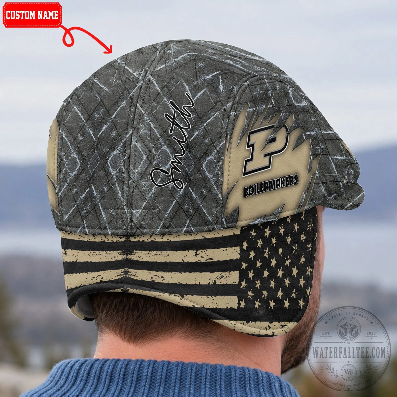 Purdue Boilermakers NCAA Flat Cap Hat with Foldable Ear Flaps 12 Purdue Boilermakers NCAA Flat Cap Hat with Foldable Ear Flaps
