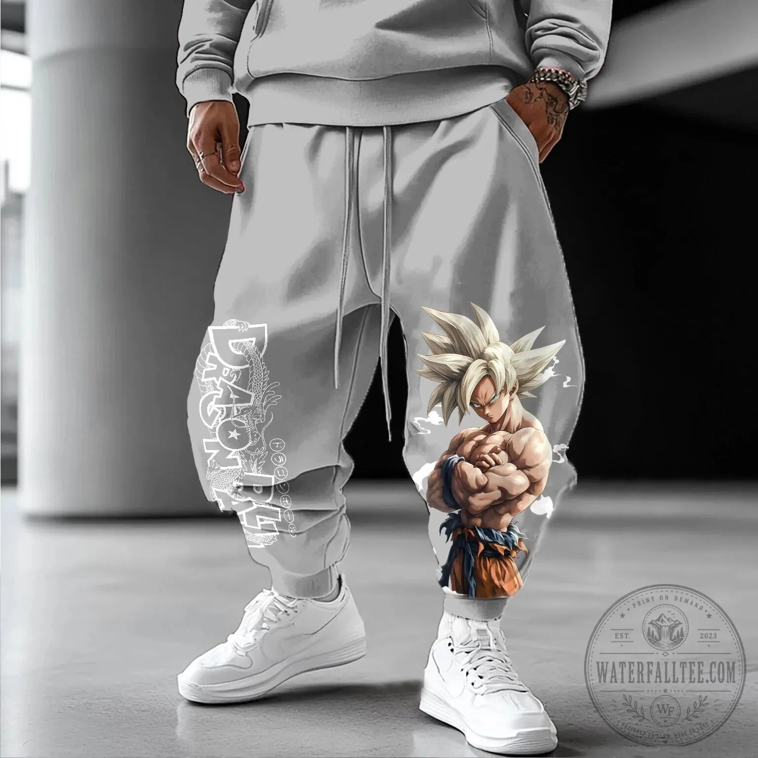 Dragon Ball Z Goku Super Saiyan White Graphic Print Baggy Sweatpants 5 Dragon Ball Z Goku Super Saiyan White Graphic Print Baggy Sweatpants