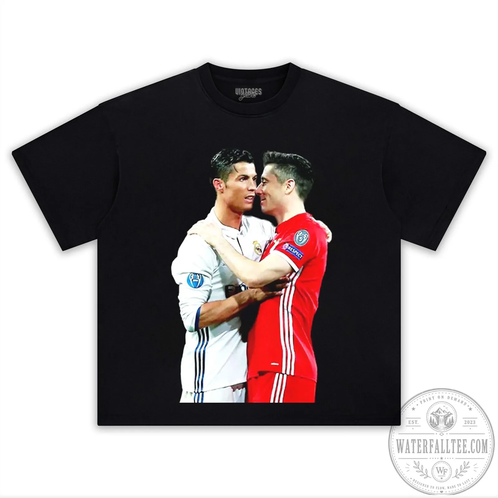Cristiano Ronaldo and Robert Lewandowski Football Stars Black T-Shirt 1 Cristiano Ronaldo and Robert Lewandowski Football Stars Black T-Shirt