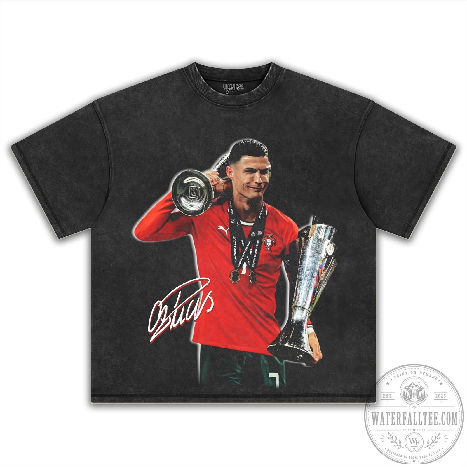 Graphic T-Shirt featuring Cristiano Ronaldo as UEFA Nations League Champion 9 Graphic T-Shirt featuring Cristiano Ronaldo as UEFA Nations League Champion