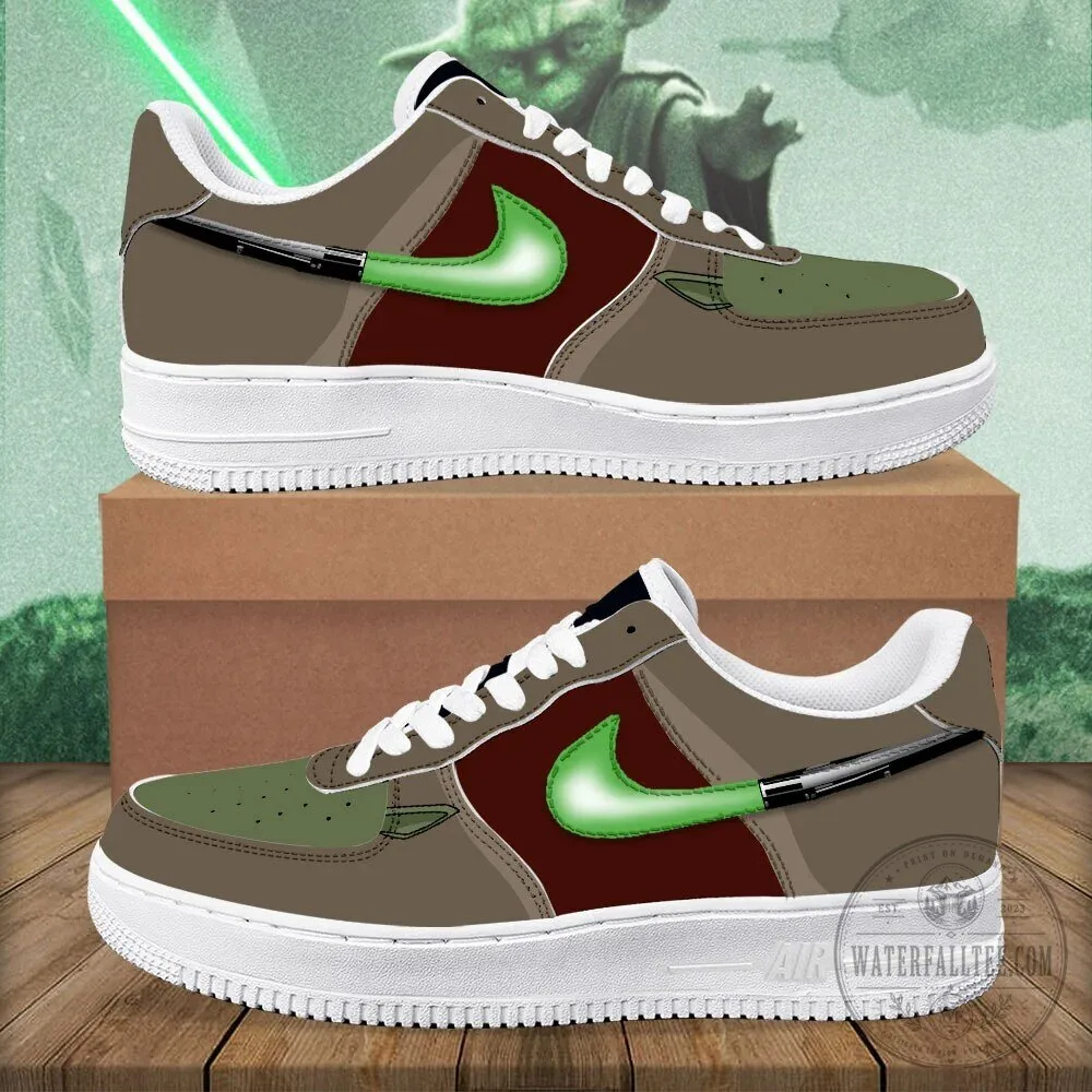 Star Wars Yoda Lightsaber Green Swoosh Custom Sneakers 1 Star Wars Yoda Lightsaber Green Swoosh Custom Sneakers