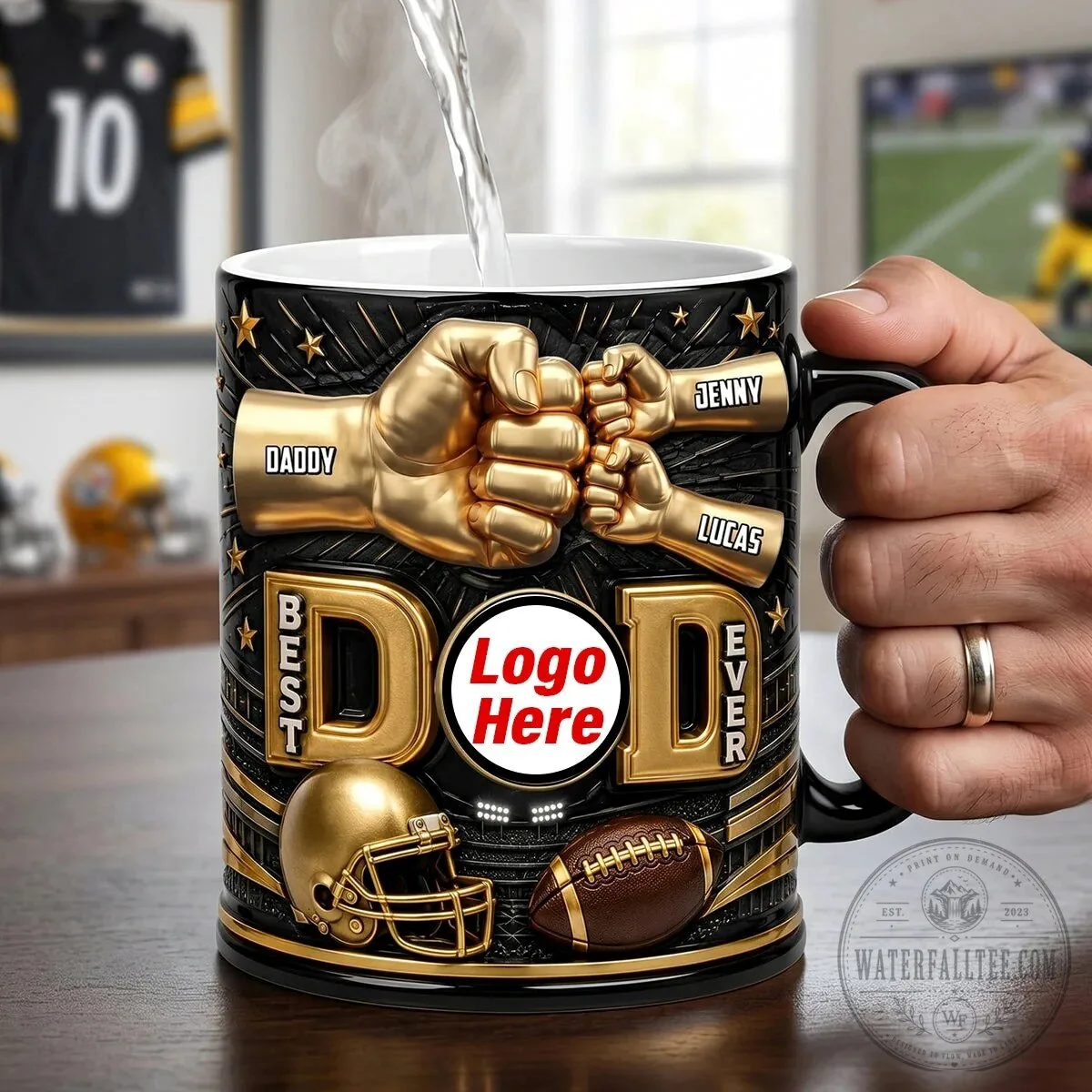 Best Dad Ever Football Fist Bump Personalized Black Coffee Mug 5 Best Dad Ever Football Fist Bump Personalized Black Coffee Mug