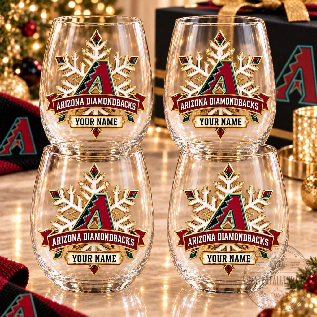 Arizona Diamondbacks MLB Christmas Snowflake Stemless Wine Glass Set Arizona Diamondbacks MLB Christmas Snowflake Stemless Wine Glass Set