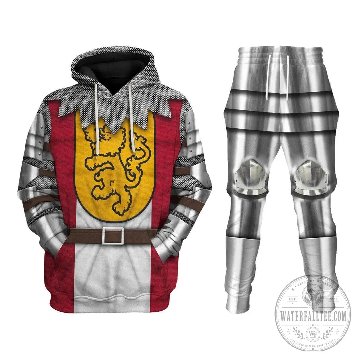 Medieval Knight Armor Suit of Arms Lion Crest Hoodie and Sweatpants Set 2 Medieval Knight Armor Suit of Arms Lion Crest Hoodie and Sweatpants Set
