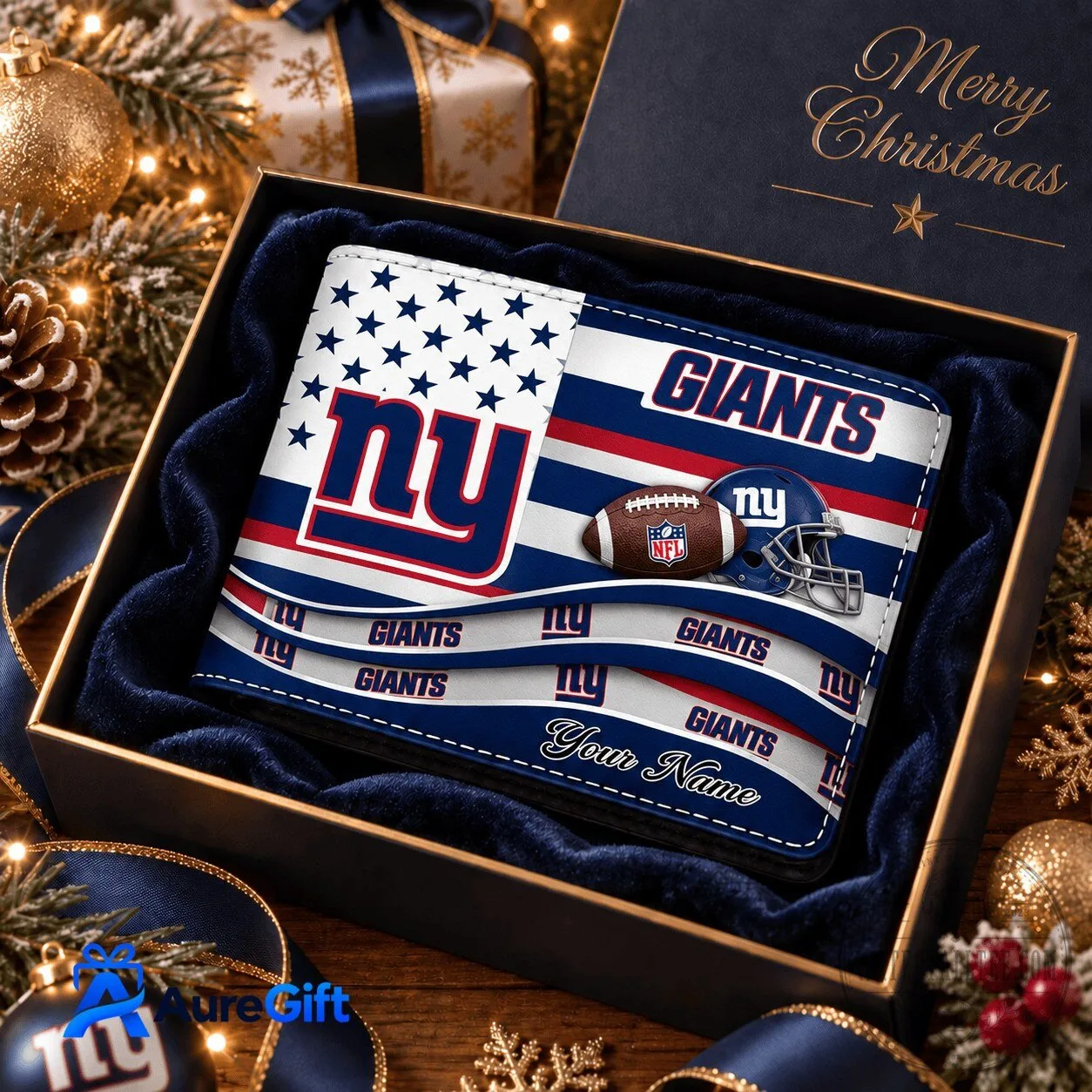 New York Giants Personalized American Flag Football Team Wallet 1 New York Giants Personalized American Flag Football Team Wallet