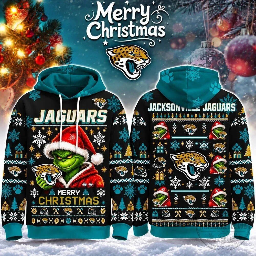 Jacksonville Jaguars Grinch Merry Christmas Ugly Sweater Hoodie