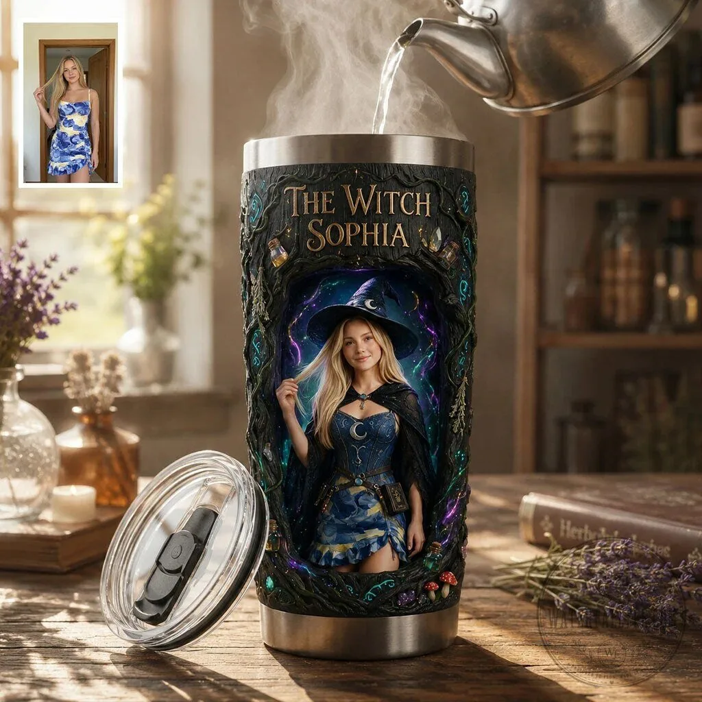Personalized Magical Witch Custom Photo Insulated Stainless Steel Tumbler