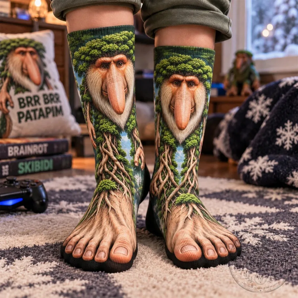 Proboscis Monkey Jungle Animal Novelty Crew Socks for Men and Women Proboscis Monkey Jungle Animal Novelty Crew Socks for Men and Women