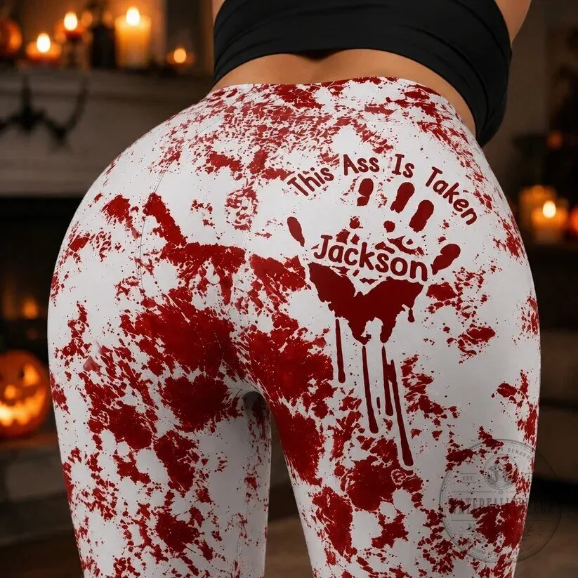 Personalized Bloody Handprint Halloween Leggings and Crop Top Set 9 Personalized Bloody Handprint Halloween Leggings and Crop Top Set
