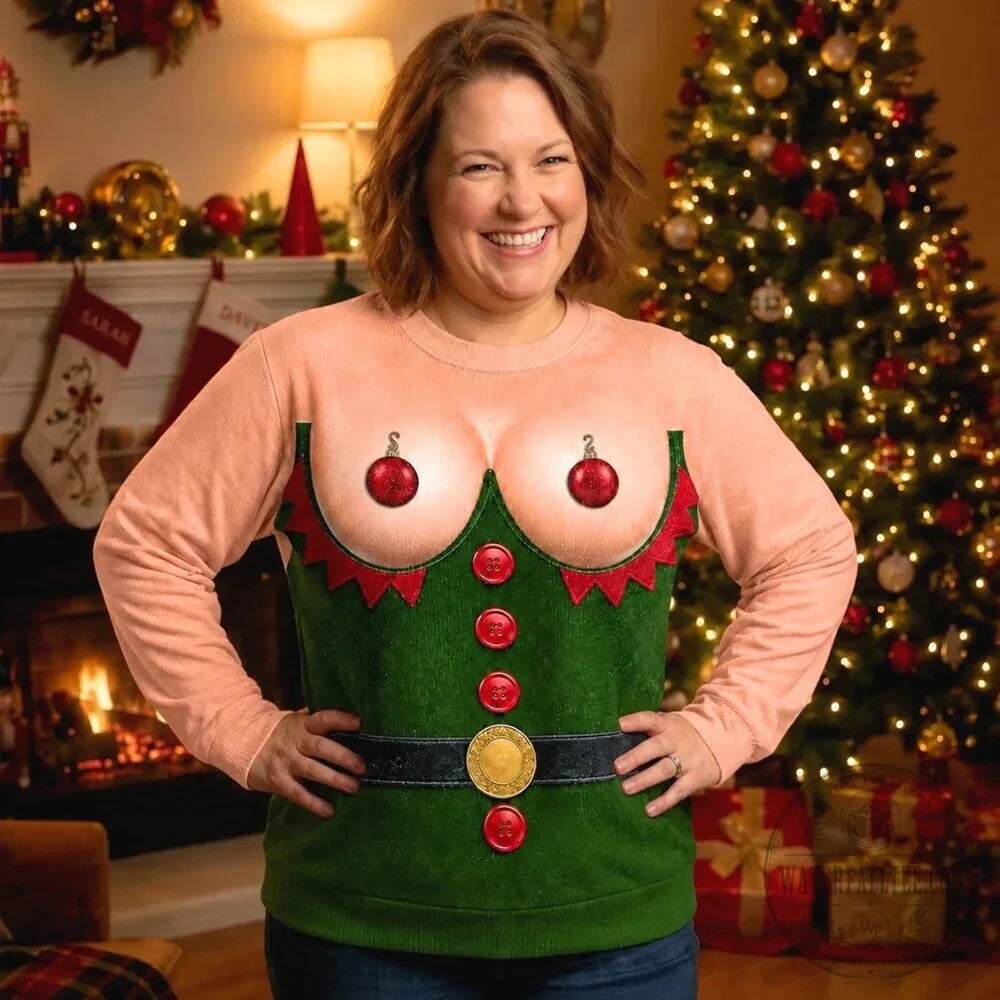 Santa's Favorite Party Girl Funny Christmas Elf Costume Ugly Sweater