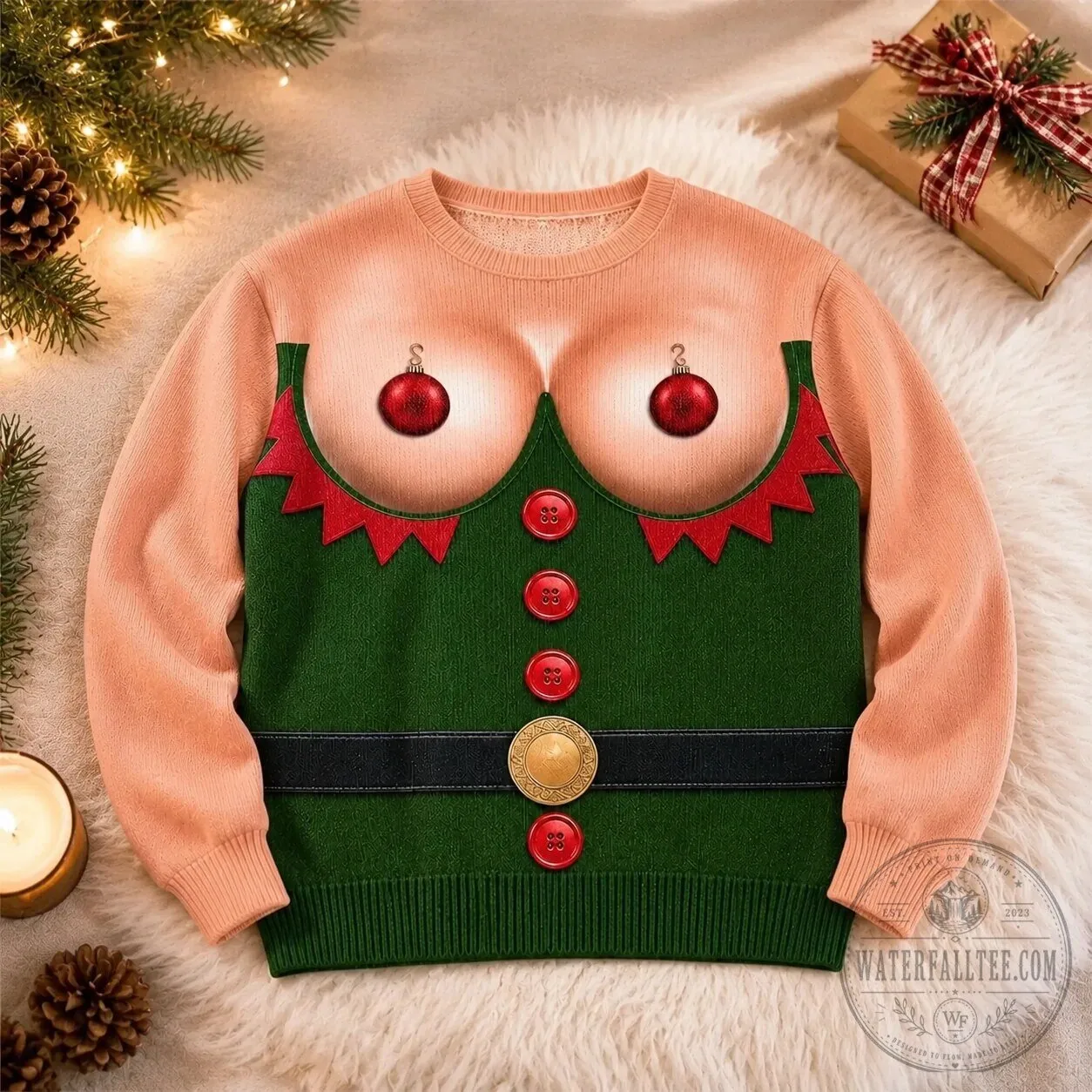 Santa's Favorite Party Girl Funny Christmas Elf Costume Ugly Sweater 9 Santa