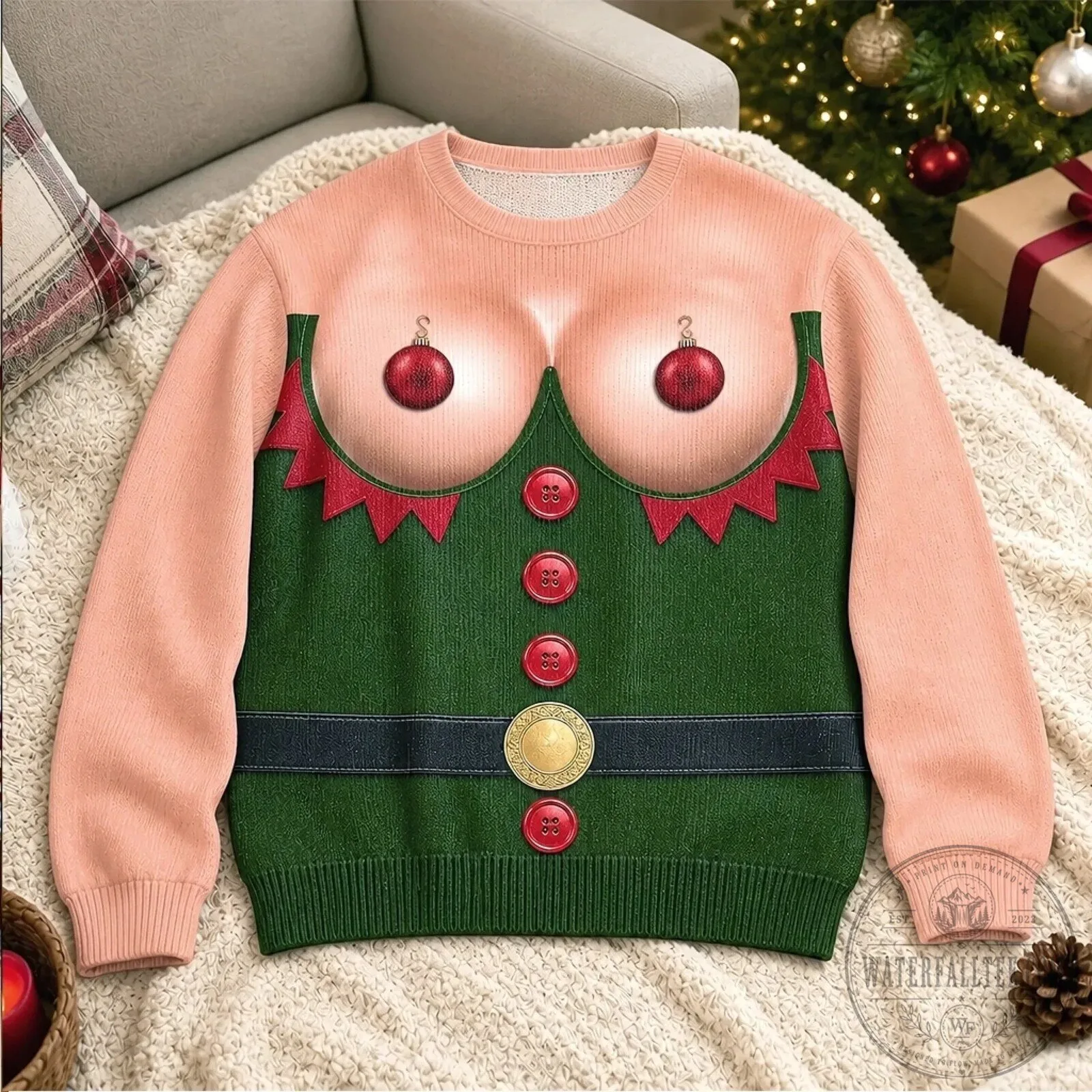 Santa's Favorite Party Girl Funny Christmas Elf Costume Ugly Sweater 10 Santa