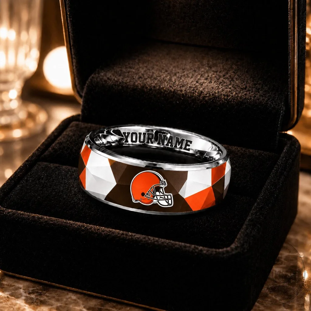 Cleveland Browns Football Helmet Custom Name Ring for Men and Women Cleveland Browns Football Helmet Custom Name Ring for Men and Women