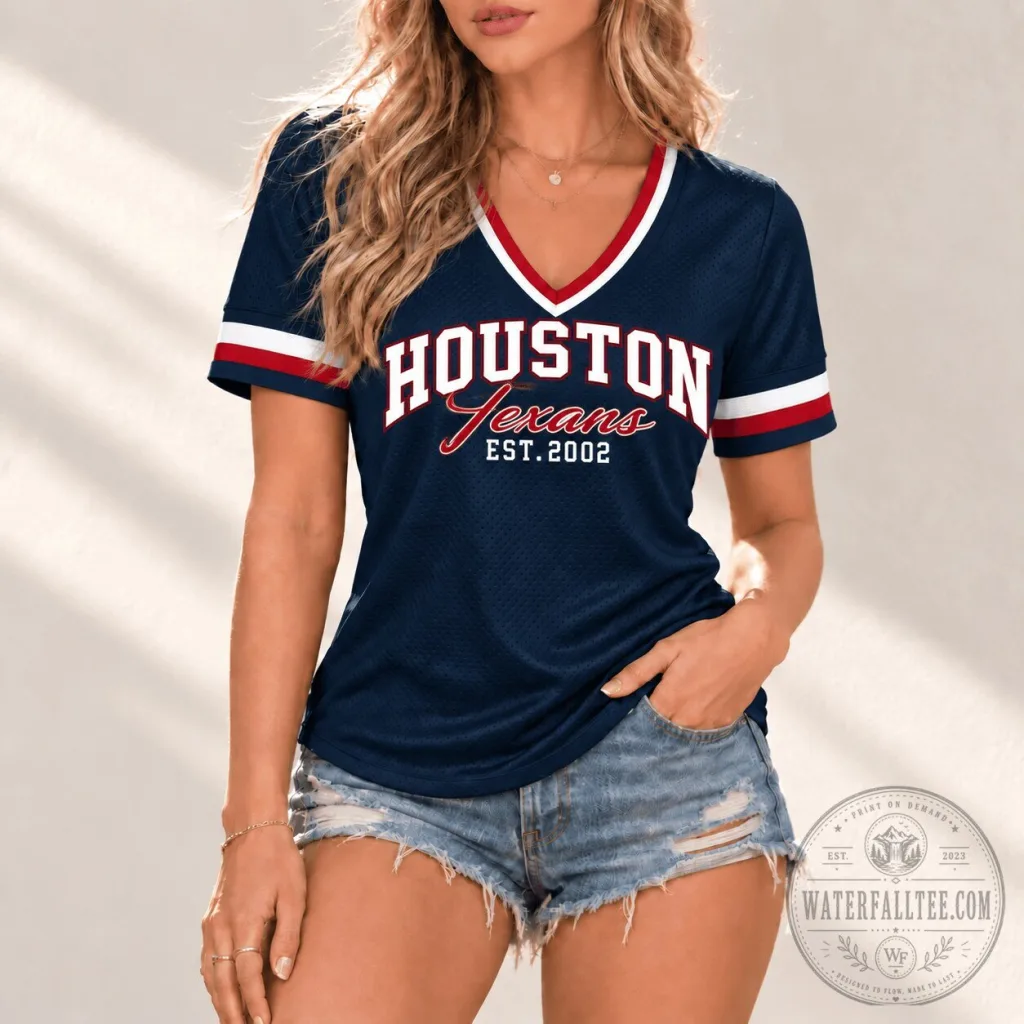 Houston Texans Established 2002 Women's V-Neck Football Jersey Houston Texans Established 2002 Women's V-Neck Football Jersey