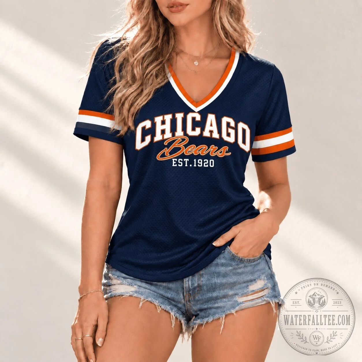 Chicago Bears Established 1920 National Football League Women's V-Neck T-Shirt 2 Chicago Bears Established 1920 National Football League Women's V-Neck T-Shirt