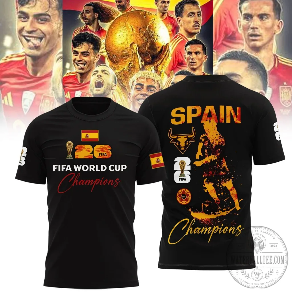 Black T-Shirt for FIFA World Cup Champions - Spain National Football Team Black T-Shirt for FIFA World Cup Champions - Spain National Football Team