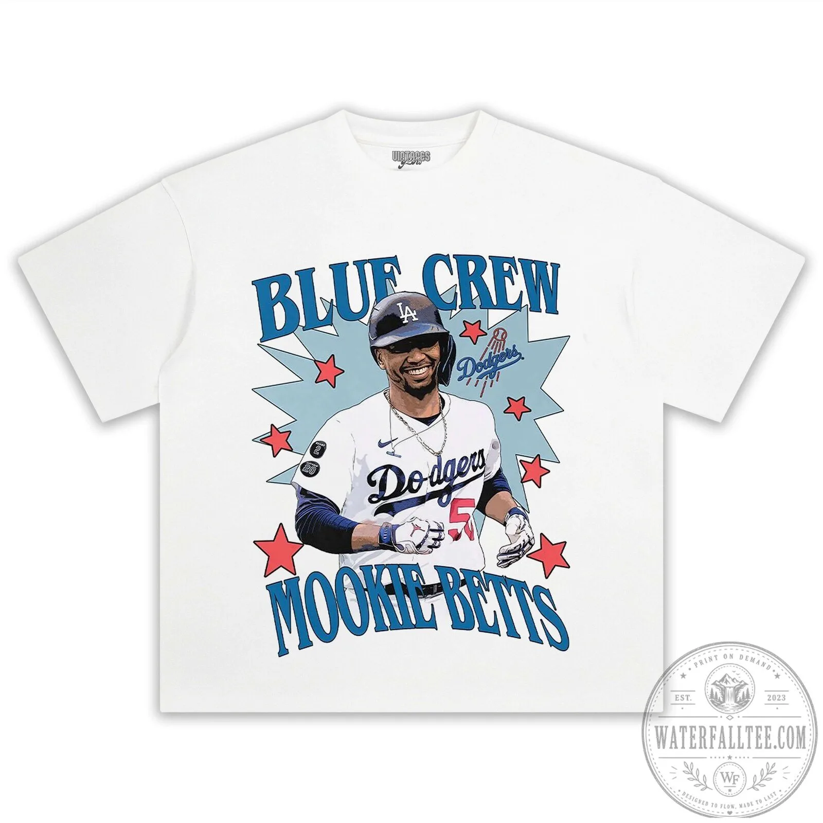 Mookie Betts Los Angeles Dodgers Blue Crew Baseball T-Shirt 5 Mookie Betts Los Angeles Dodgers Blue Crew Baseball T-Shirt