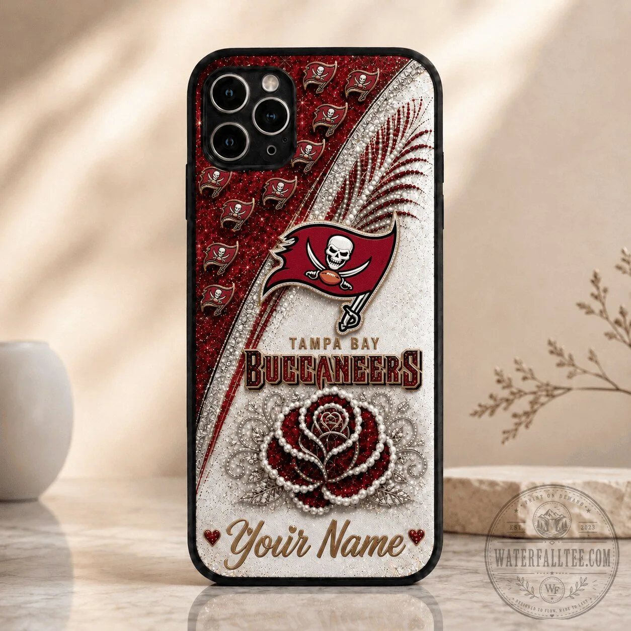 Tampa Bay Buccaneers Personalized Glitter Rose Design Phone Case 5 Tampa Bay Buccaneers Personalized Glitter Rose Design Phone Case