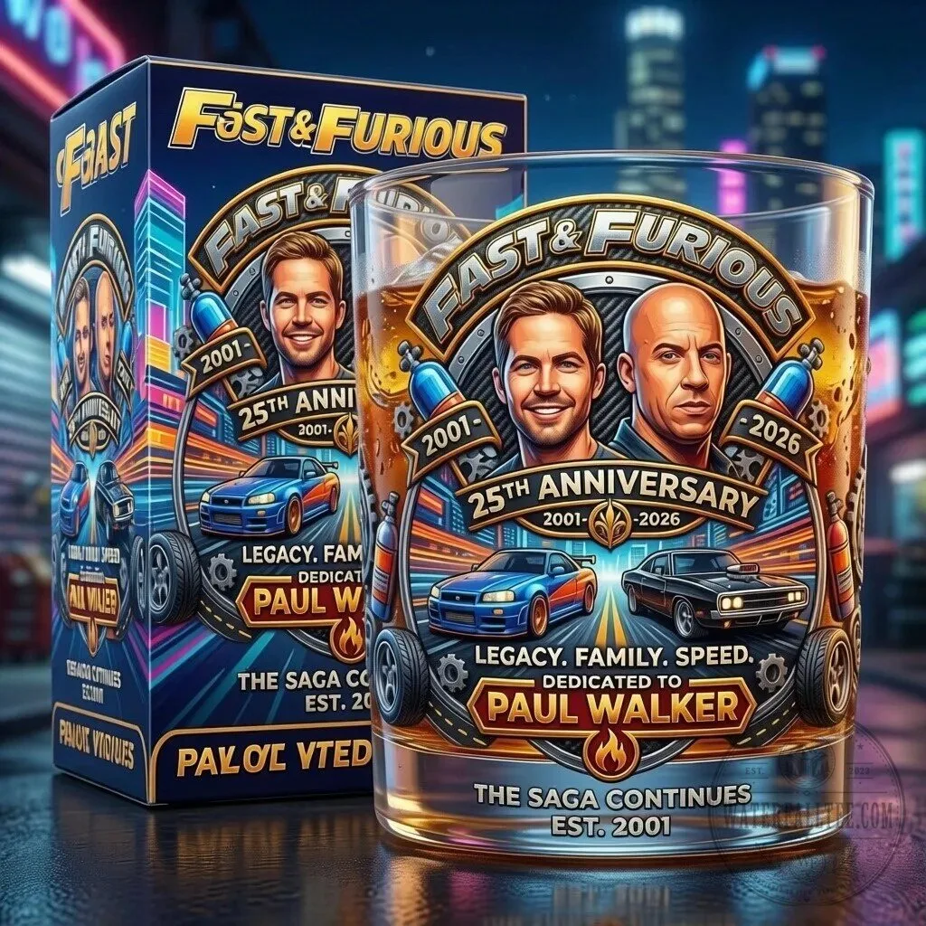 Fast and Furious 25th Anniversary Paul Walker Tribute Drinking Glass
