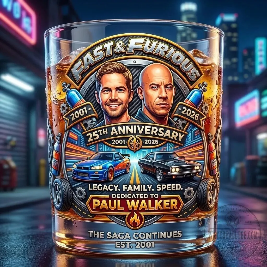 Fast and Furious 25th Anniversary Paul Walker Tribute Drinking Glass 5 Fast and Furious 25th Anniversary Paul Walker Tribute Drinking Glass