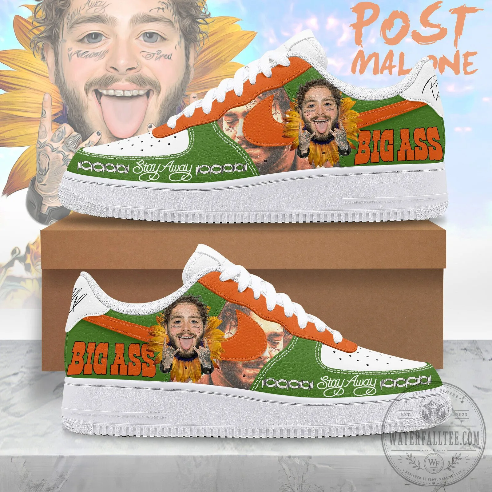 Post Malone Sunflower Custom Sneakers, Stay Away Big Ass Shoes 4 Post Malone Sunflower Custom Sneakers, Stay Away Big Ass Shoes