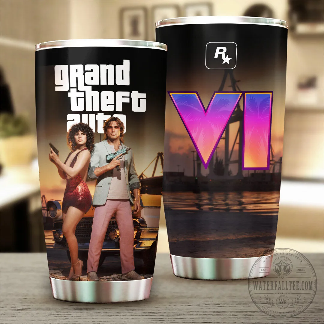 Grand Theft Auto VI Video Game Characters Stainless Steel Tumbler Cup