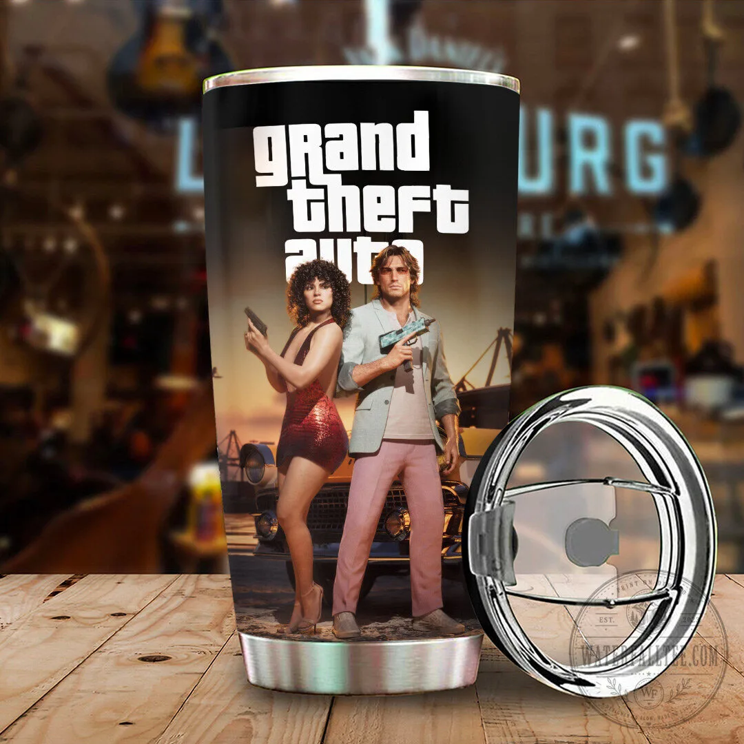 Grand Theft Auto VI Video Game Characters Stainless Steel Tumbler Cup 9 Grand Theft Auto VI Video Game Characters Stainless Steel Tumbler Cup