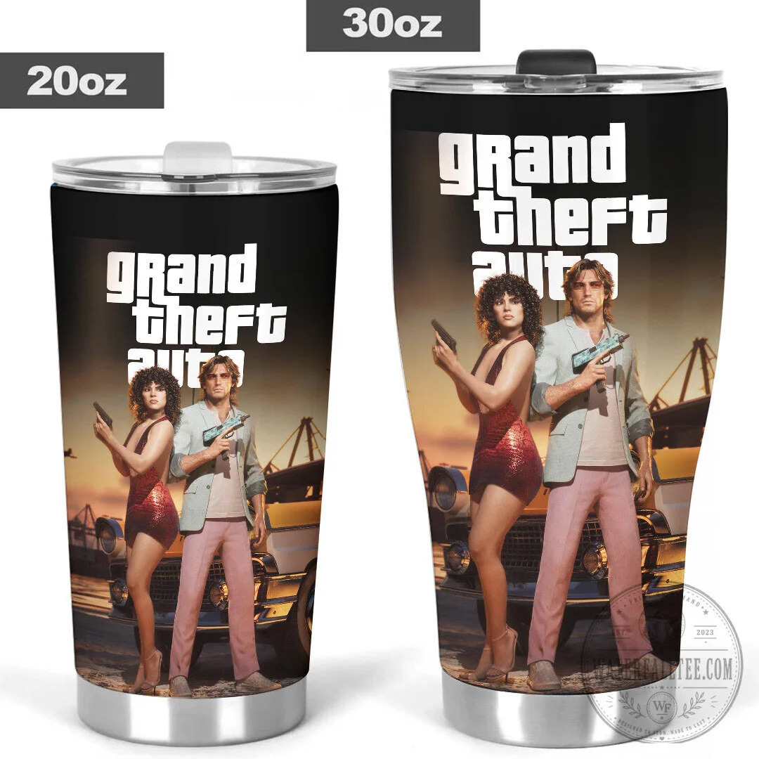 Grand Theft Auto VI Video Game Characters Stainless Steel Tumbler Cup 11 Grand Theft Auto VI Video Game Characters Stainless Steel Tumbler Cup