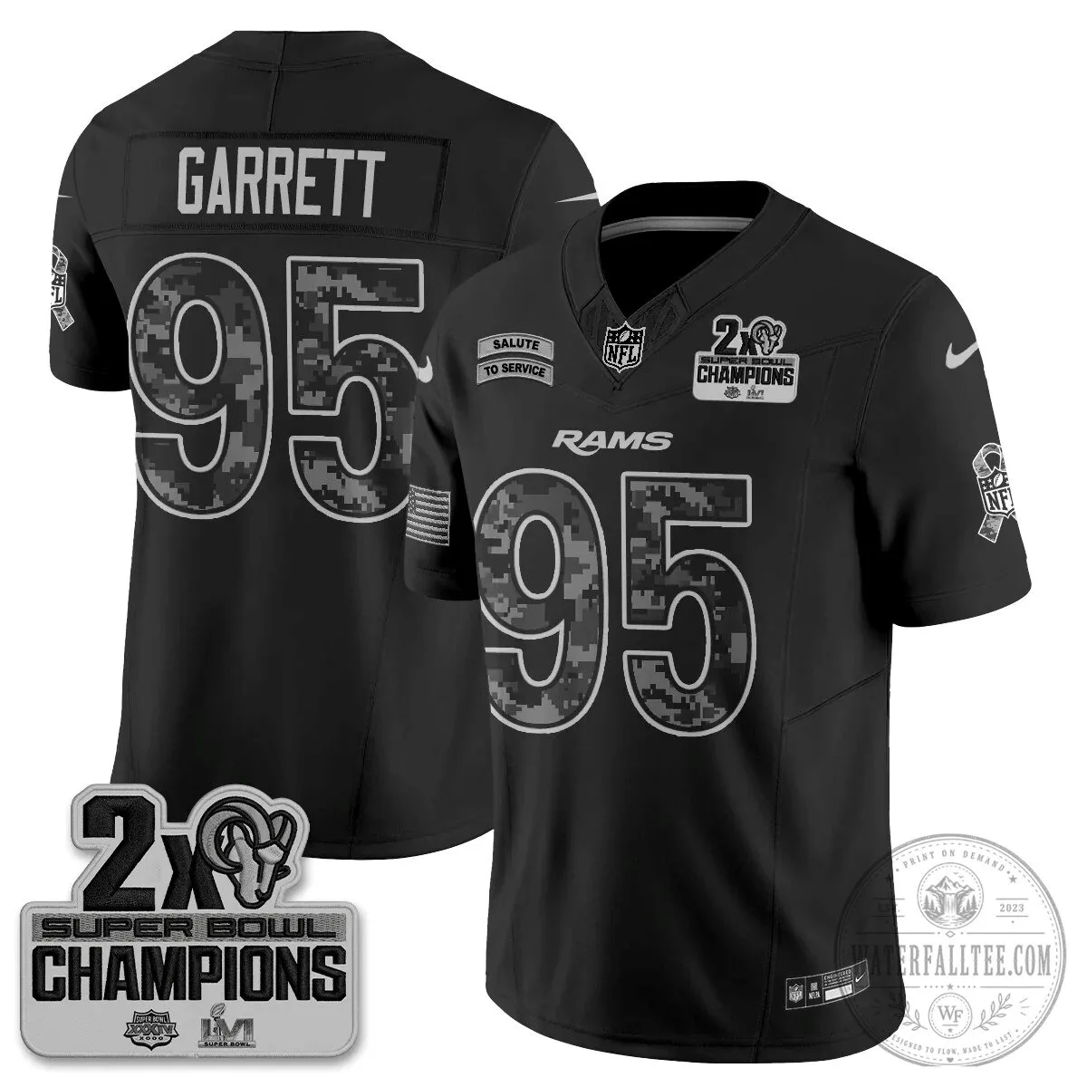 Los Angeles Rams Puka Nacua Black Salute To Service Football Jersey 60 Los Angeles Rams Puka Nacua Black Salute To Service Football Jersey