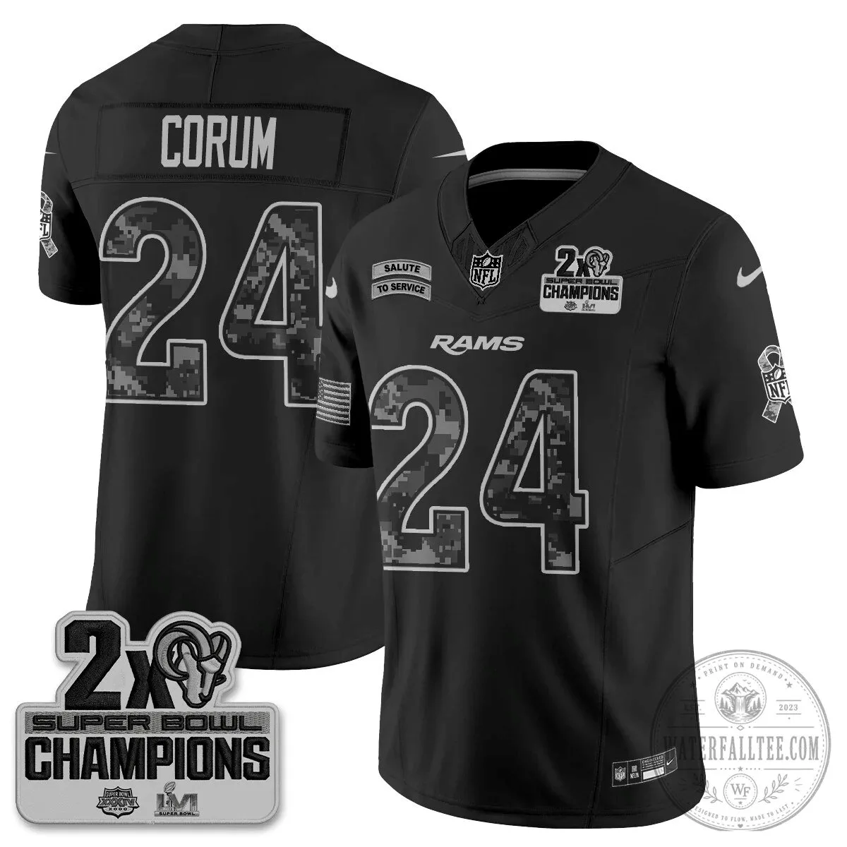 Los Angeles Rams Puka Nacua Black Salute To Service Football Jersey 61 Los Angeles Rams Puka Nacua Black Salute To Service Football Jersey
