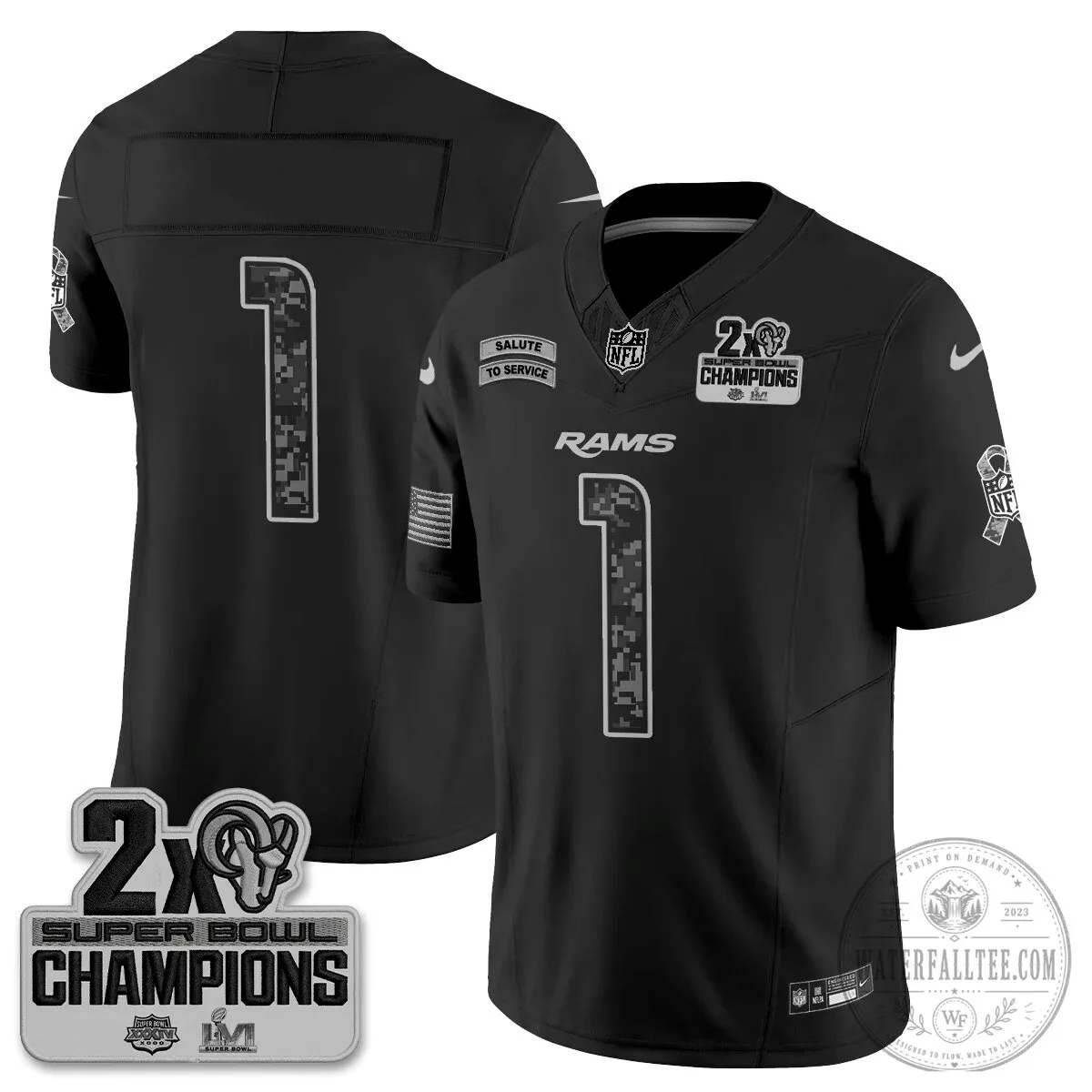 Los Angeles Rams Puka Nacua Black Salute To Service Football Jersey 66 Los Angeles Rams Puka Nacua Black Salute To Service Football Jersey